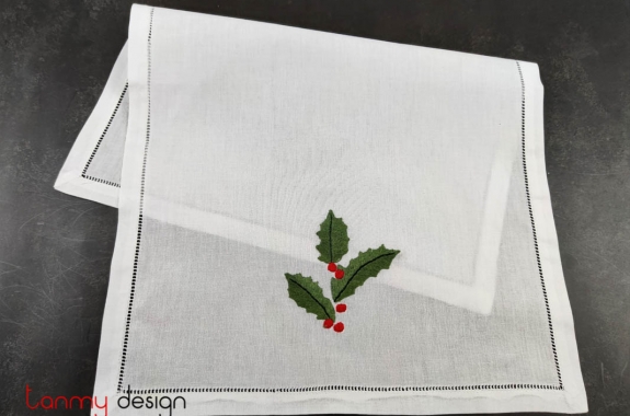   Chistmas hand towel-leaf embroidery ( 6 piecies)